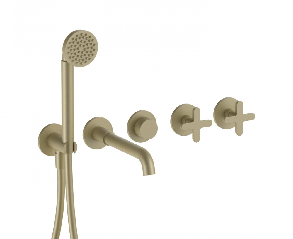 FANTINI ICONA CLASSIC Встроенный смеситель для ванны из стены, вылет 20 см, Matt British Gold PVD арт. 39612