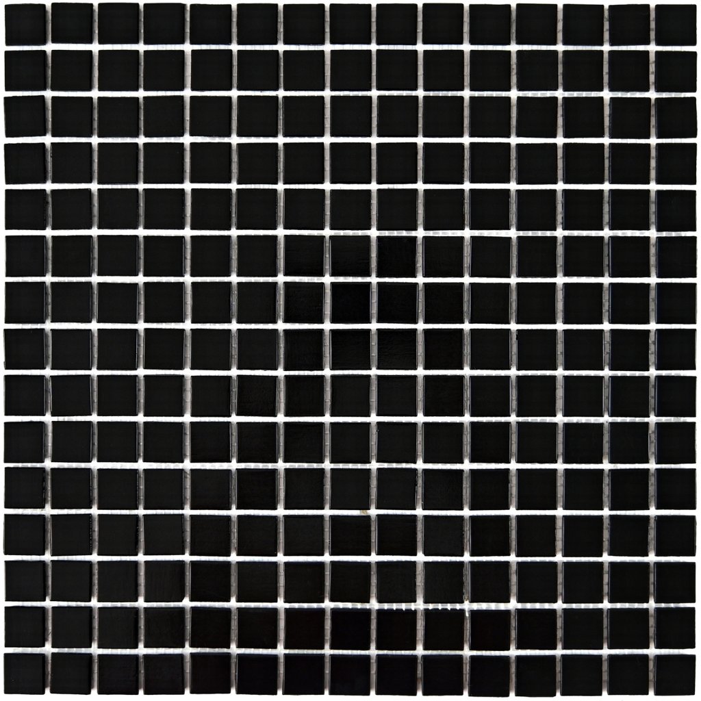 Плитка декоративная стеклянная Simple Black/Простой чёрный 4*20*20 327*327 на бумага арт. 90679
