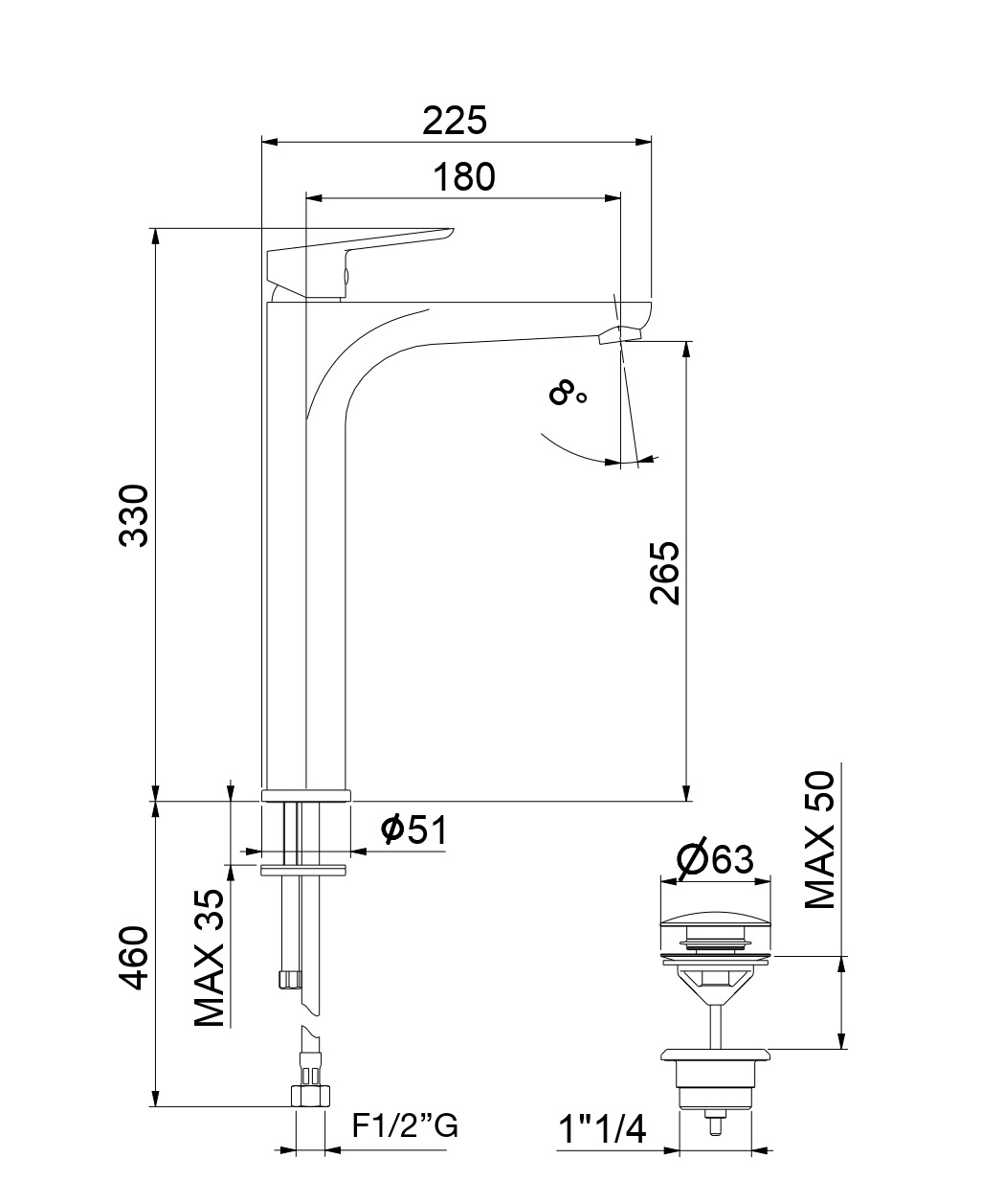 Смеситель для раковины Fiore KEVON BLACK MATT 81NN8119, черный арт. 162219