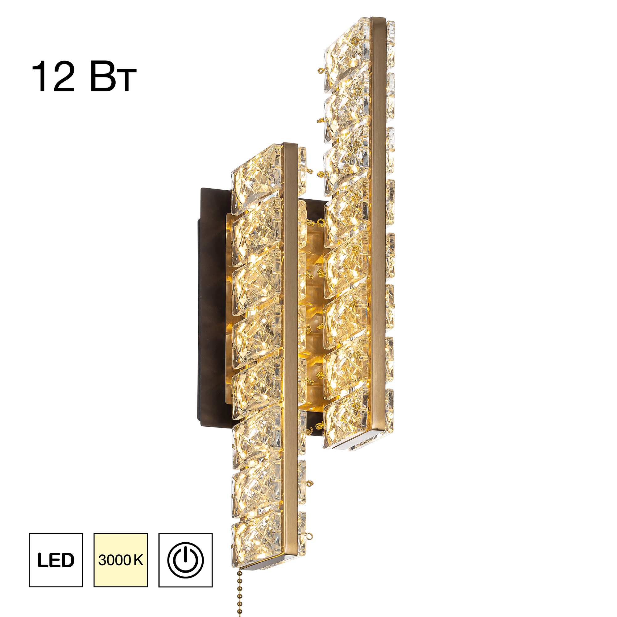 Citilux PALANT CL325422 LED Бра хрустальное с выключателем Чёрный+Бронза арт. 89627