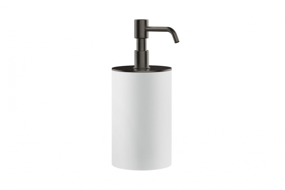 GESSI Дозатор для жидкого мыла настольный, Ø75, H194 мм, белый/Black Metal Brushed PVD арт. 30517