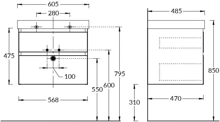 KMCuCb60MWh2 Тумба Кубо подвесная 60 см, 2 ящика, белый матовый арт. 202954