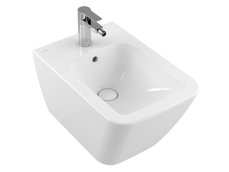 VB FINION Биде подвесное 375x560 мм, 1 отв. с переливом, альпийский белый CeramicPlus арт. 36226