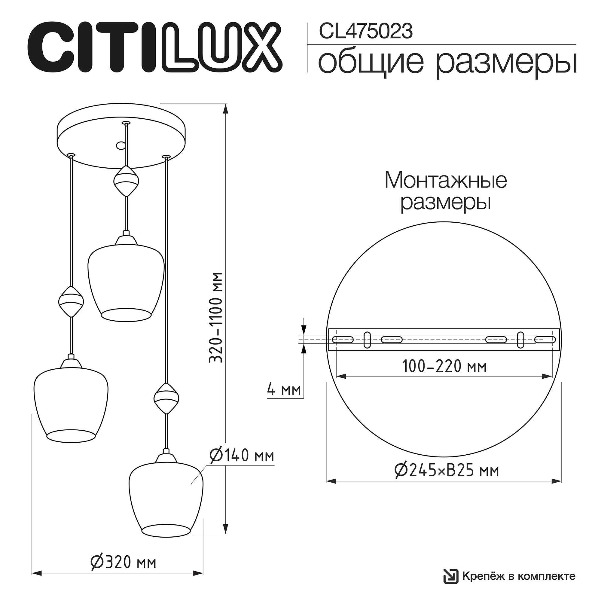 Citilux NORT CL475023 Подвесной светильник арт. 123198