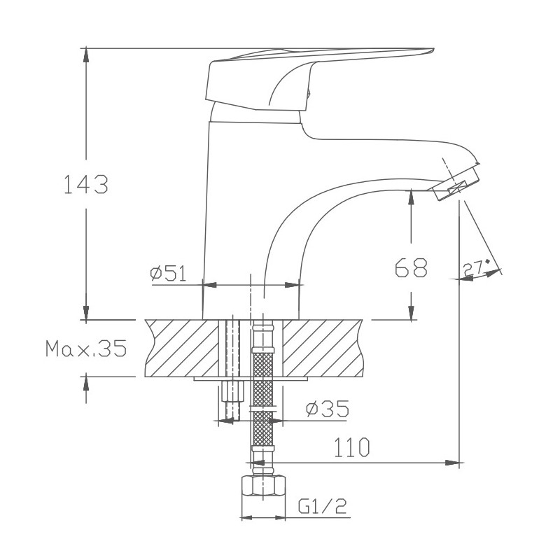 Смеситель для раковины Haiba HB1004, хром арт. 162319