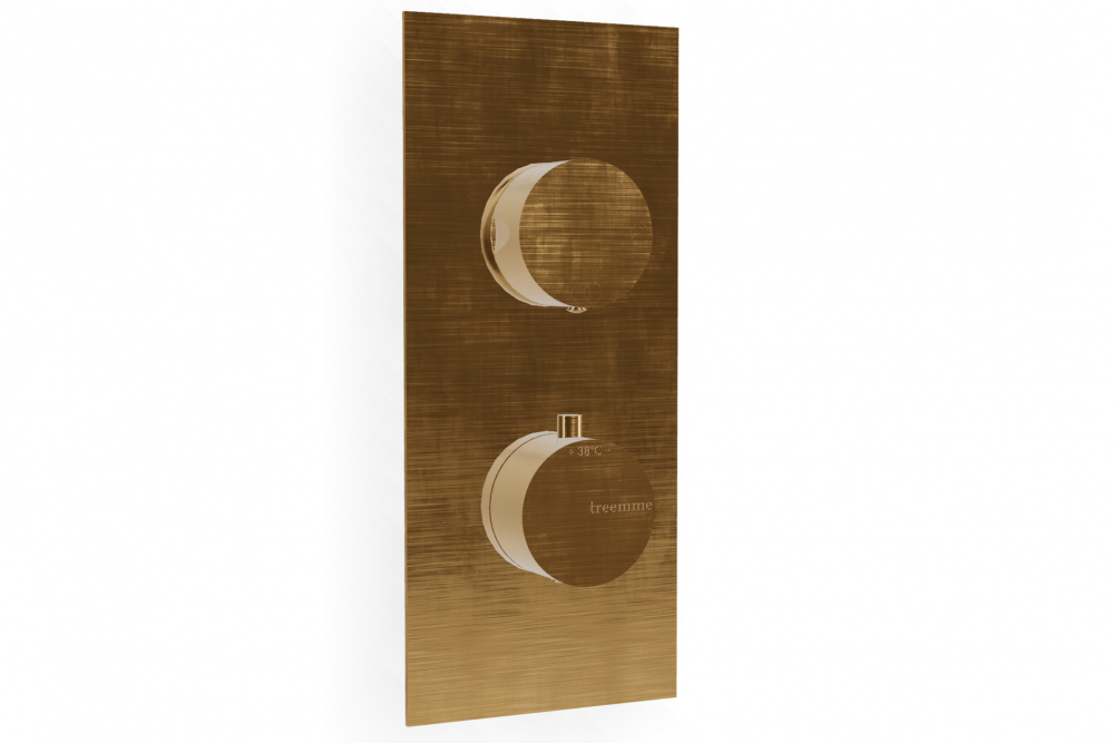 TREEMME Внешняя часть термостатического смесителя на 2 выхода, DZ Brushed gold арт. 39701
