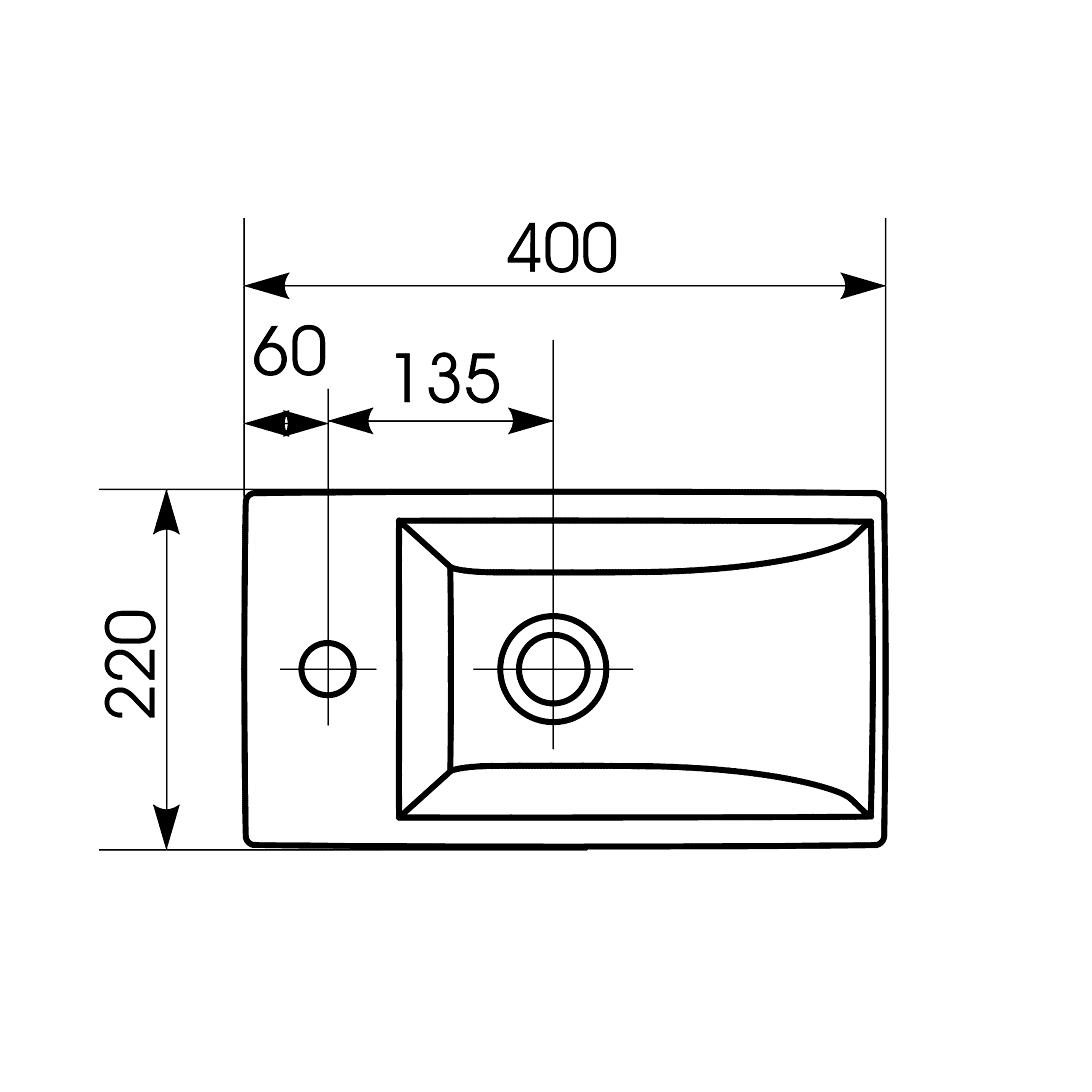 Раковина мебельная COMO 40 1 отв. арт. 24486