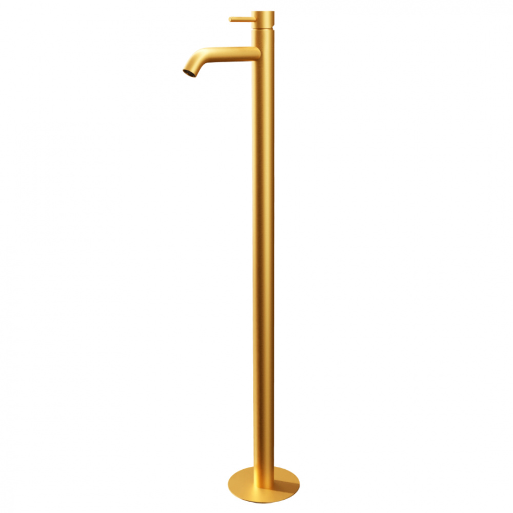 REMER X STYLE Однорычажный напольный смеситель для раковины с ДК click-clack, brushed gold арт. 34994