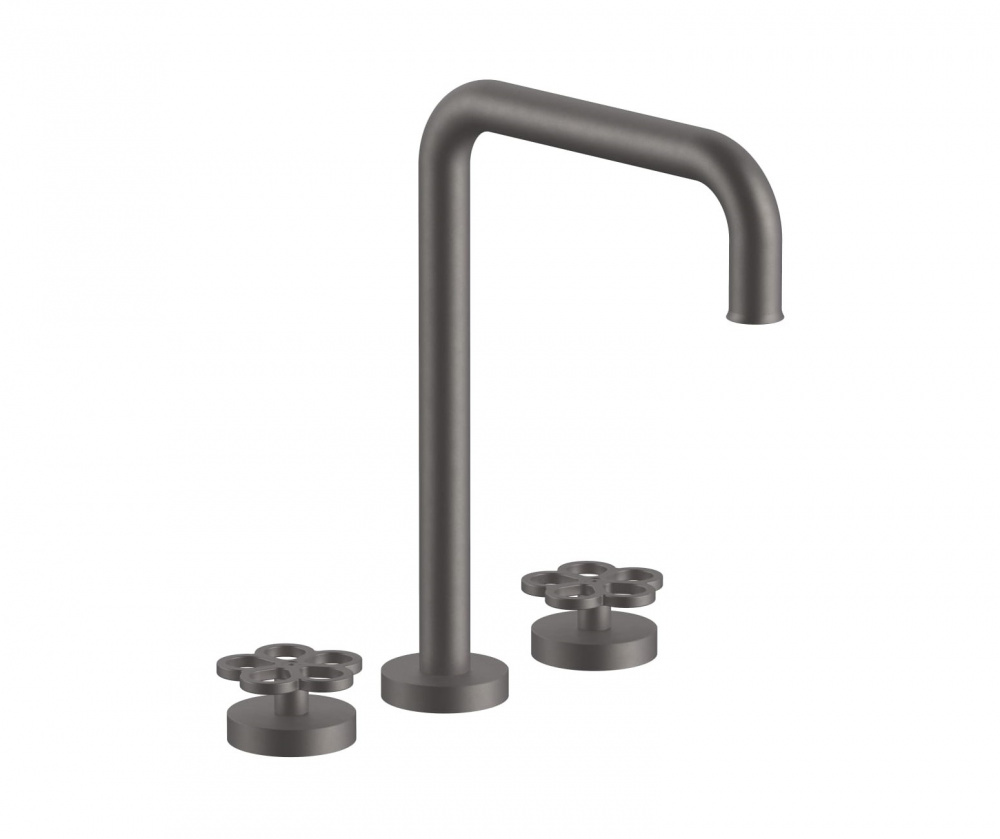 FANTINI AW/PIPE Смеситель для раковины на 3 отверстия, без ДК, вылет 20 см, Matt Gun Metal PVD арт. 35575