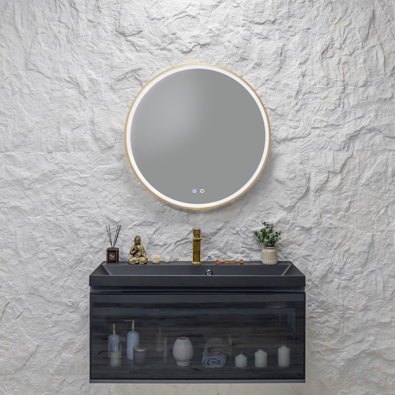 Зеркало Silver Mirrors Делуна/Deluna D800 2.2 (TX ,алюм. профиль, цвет золото, подогрев, сенсорный выключатель) арт. 179176