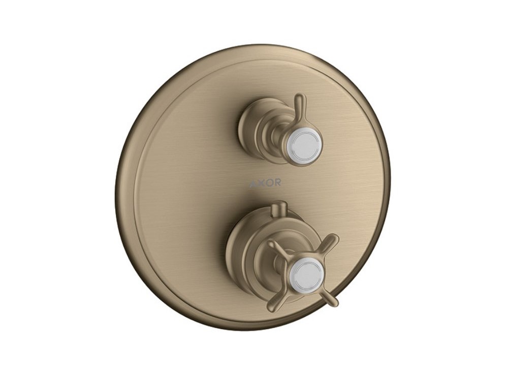 AXOR MONTREUX Термостат с запорным вентилем, с крестообразной рукояткой, Brushed Nickel арт. 38117