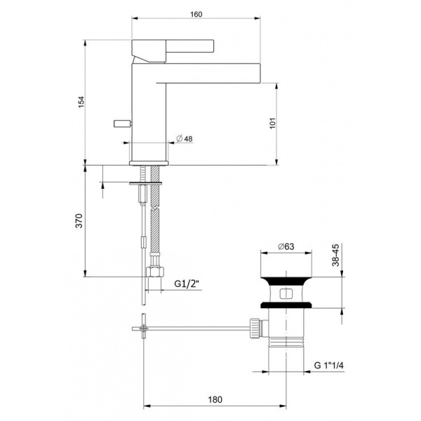 Смеситель для раковины Webert DoReMi DR830102345, никель арт. 161871