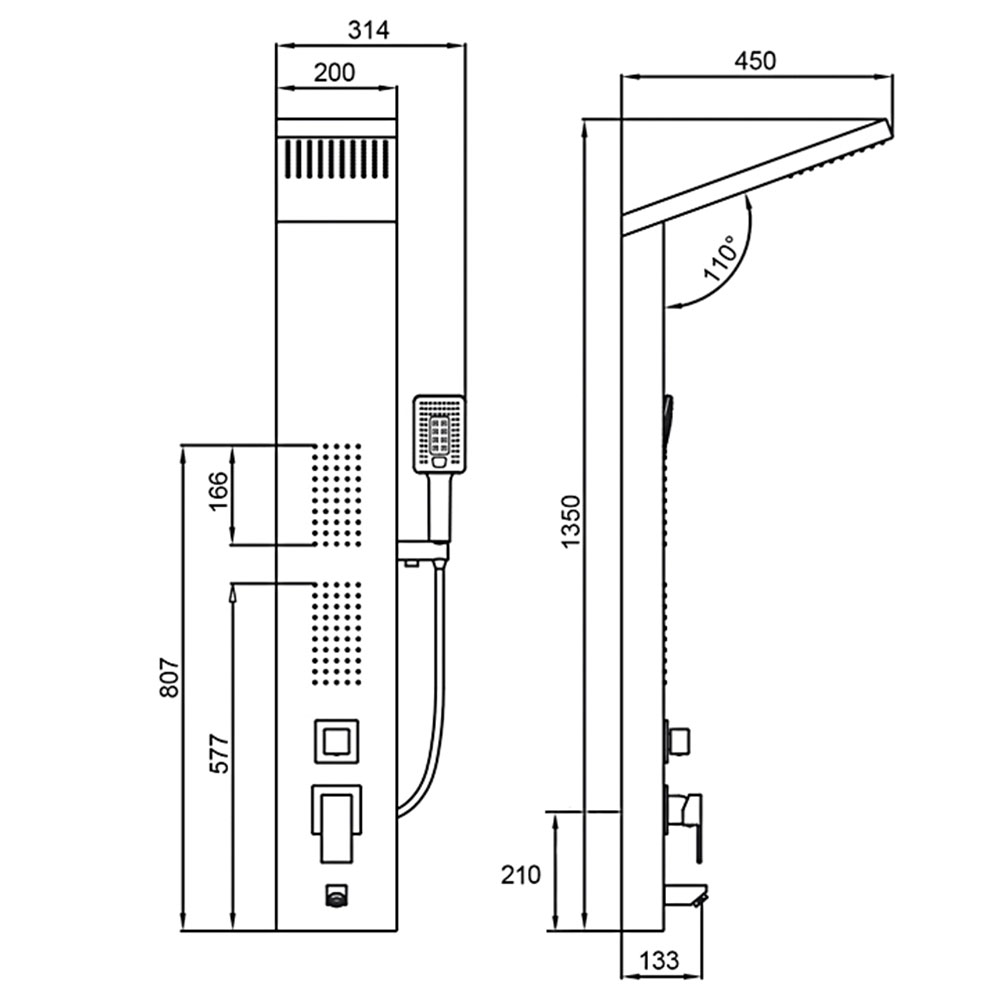 Душевая панель Frap F24005-6, черный арт. 161728