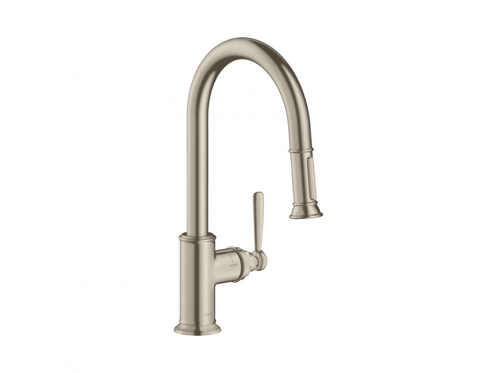 AXOR MONTREUX Кухонный смеситель, однорычажный, 180, с вытяжным душем, Brushed Nickel арт. 35273