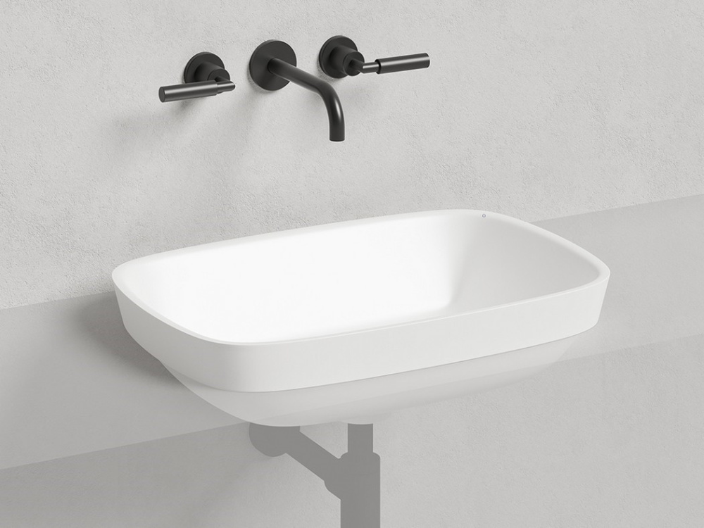 Salini MAREA 02 Раковина полувстраиваемая 598х398х160 мм, БЕЗ перелива, БЕЗ ДК, S-Stone - белый мат арт. 36367