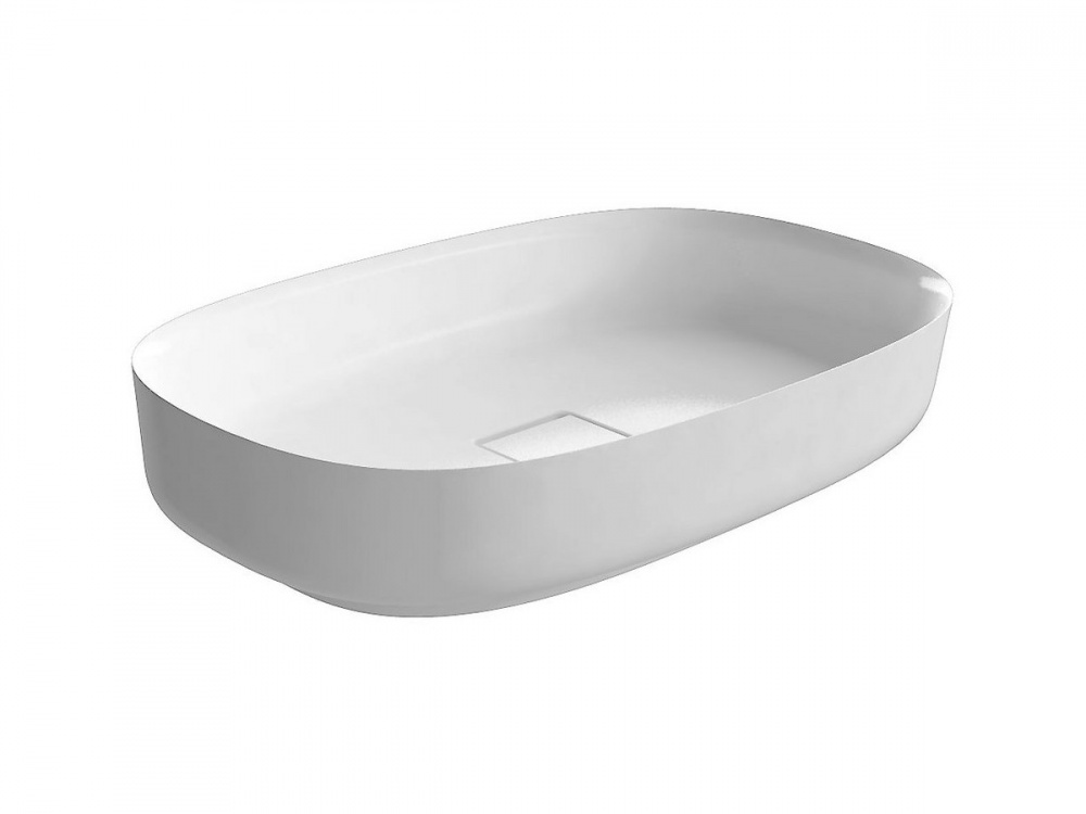 ANTL BOLO Раковина овальная из материала Flumood, для установки на столешницу, 12,5x40x63 см, Bianco арт. 36491