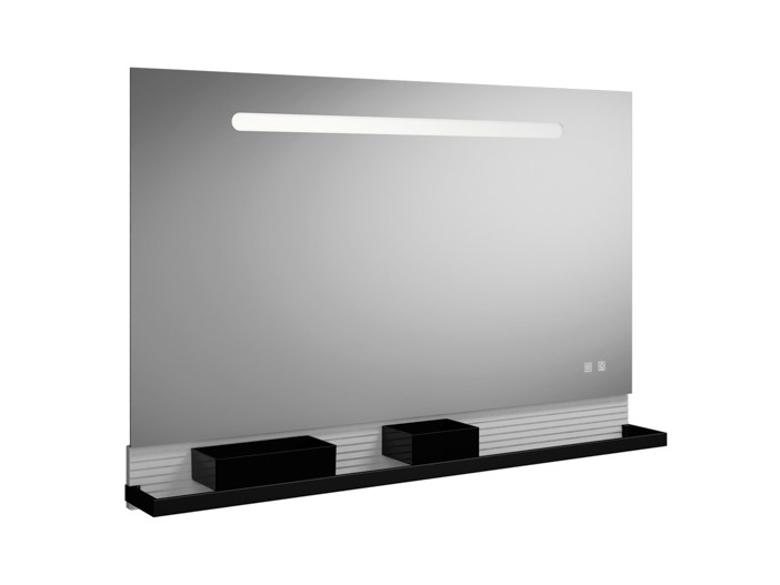 BURGBAD FIUMO Зеркало с подсветкой, полкой 1200xH700x30/150 мм, LED-light, 2 коробки чёрные, White m арт. 33298