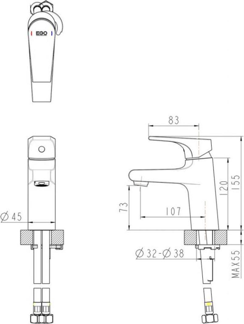 Смеситель для раковины Bravat VEGA F1119177CP, хром арт. 163092