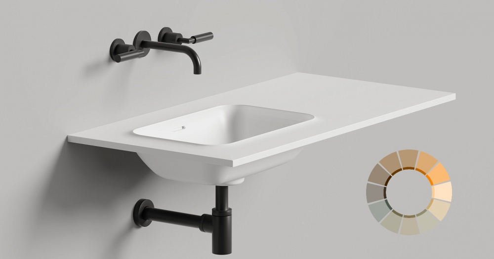 Salini ONDA EDGE ROUND Столешница до 2000х700х10 мм с раковиной 520х360, ДК, S-Stone- RAL матовый арт. 36927