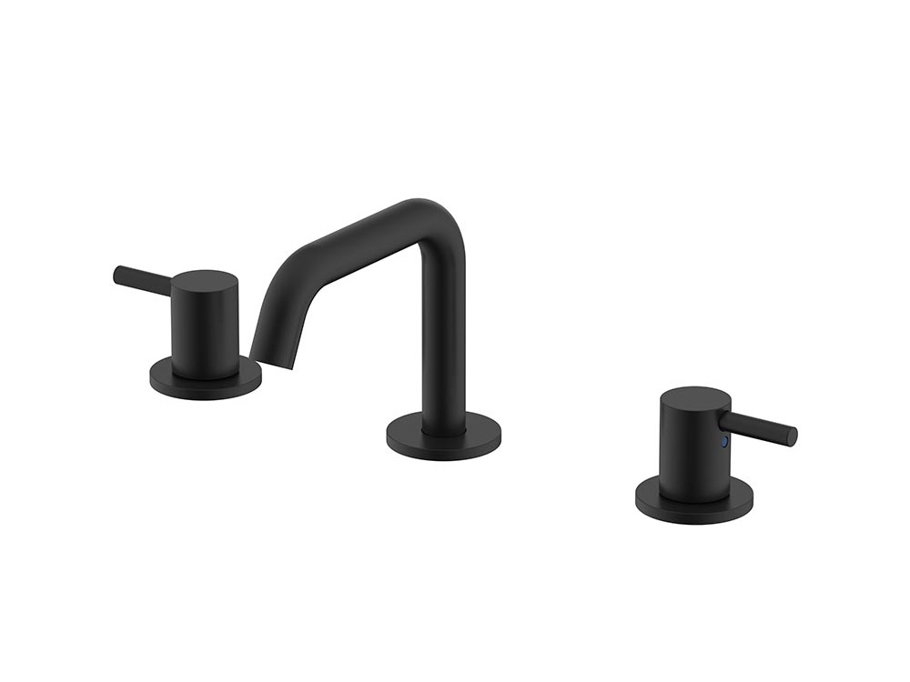 NEMO ROUND Смеситель для раковины на 3 отверстия, "Г"образный излив, MATTE BLACK арт. 35542