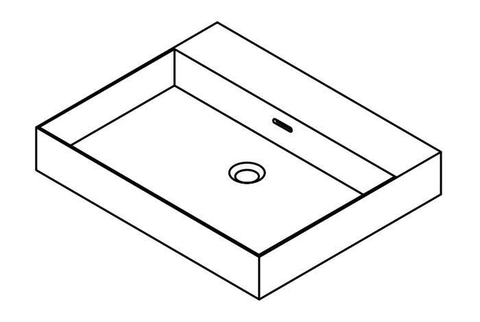 GAMADECOR SLIM Раковина на столешницу, с переливом, 100x10x49 см, БЕЗ отв., белый GELCOAT арт. 36346