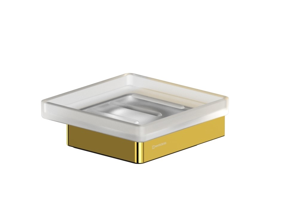 WHITECROSS cubo Мыльница подвесная, матовое стекло/золото арт. 31677