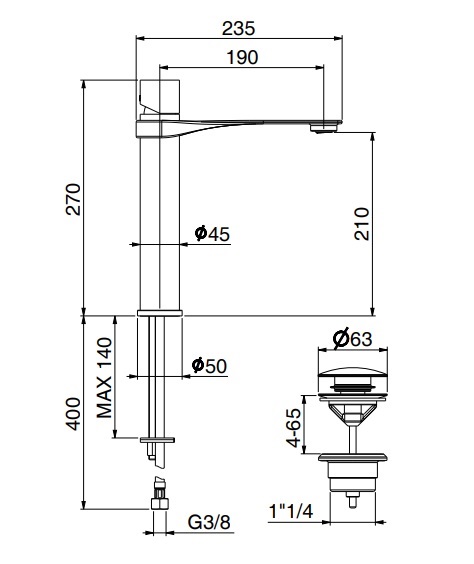 Смеситель для раковины Webert ONE-B NB830402741, белый/сталь арт. 161927
