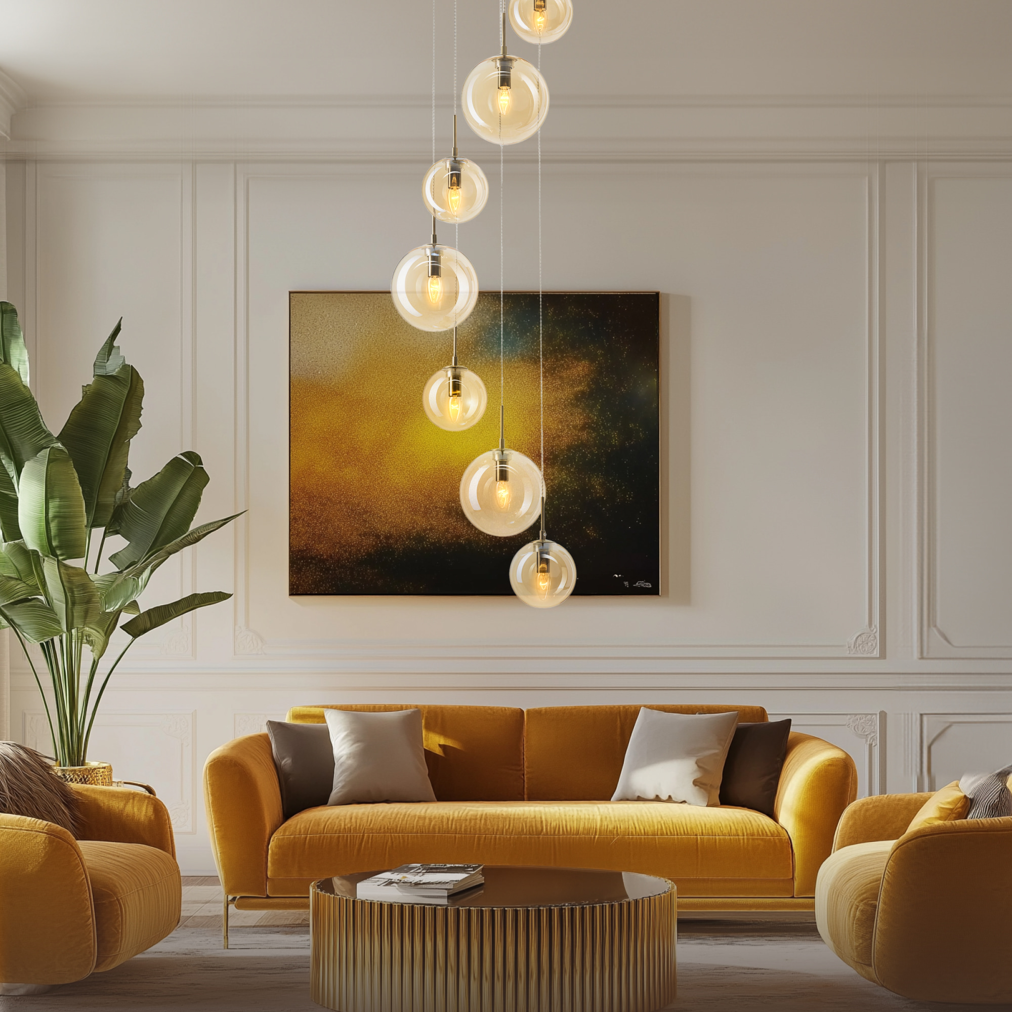 Citilux Томми CL102073 Люстра каскадная с янтарными шарами арт. 88941