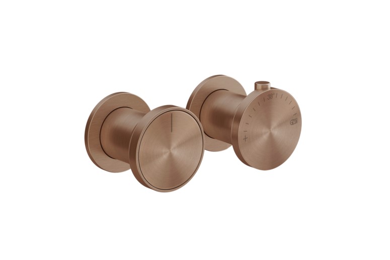 GESSI ORIGINI Внешние части термостатического смесителя на 3 позиции, Copper Brushed PVD арт. 38648