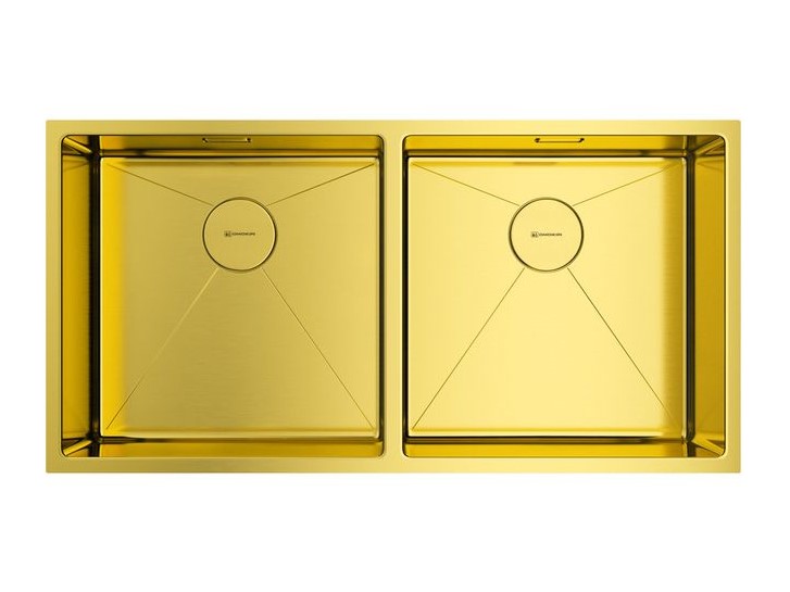 OMOIKIRI TAKI Мойка кухонная, 865x440 см, база 90 см, 2 чаши,нержавеющая сталь LG 004.светлое золото арт. 40496