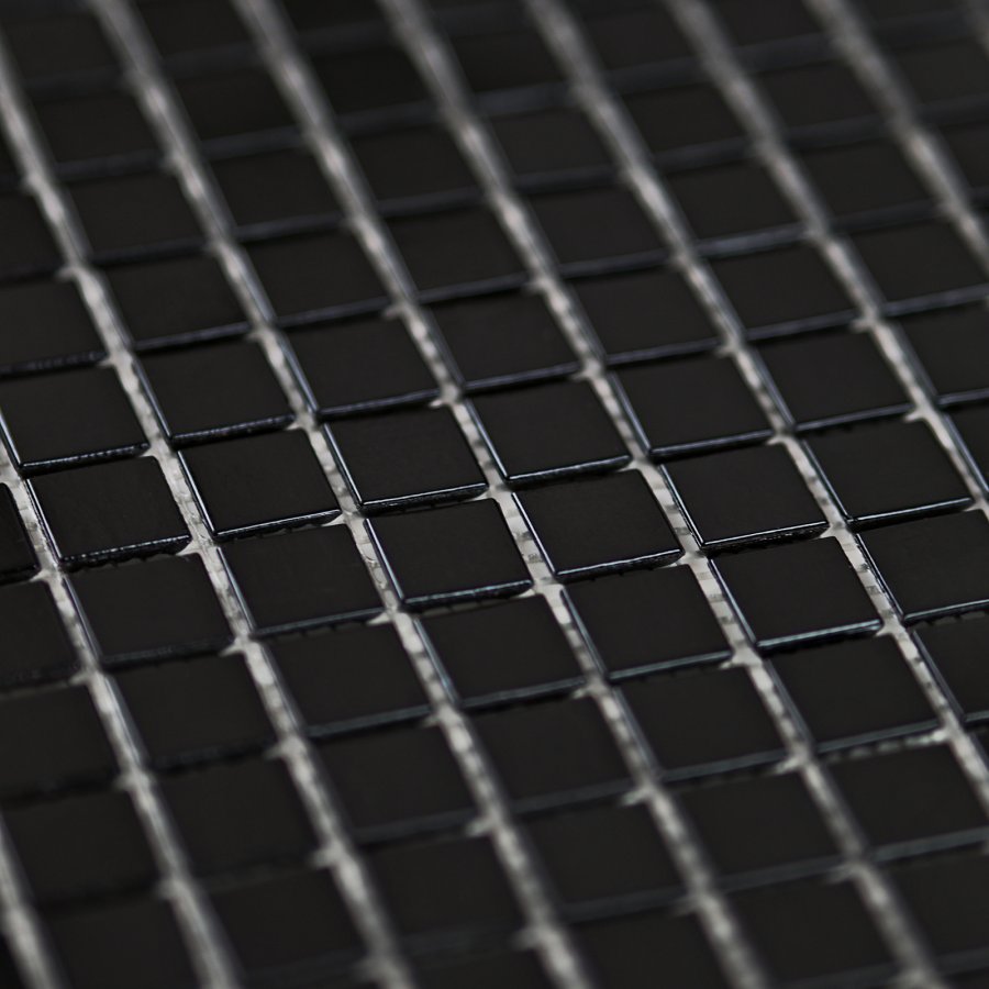 Плитка декоративная стеклянная Simple Black/Простой чёрный 4*20*20 327*327 на бумага арт. 90679