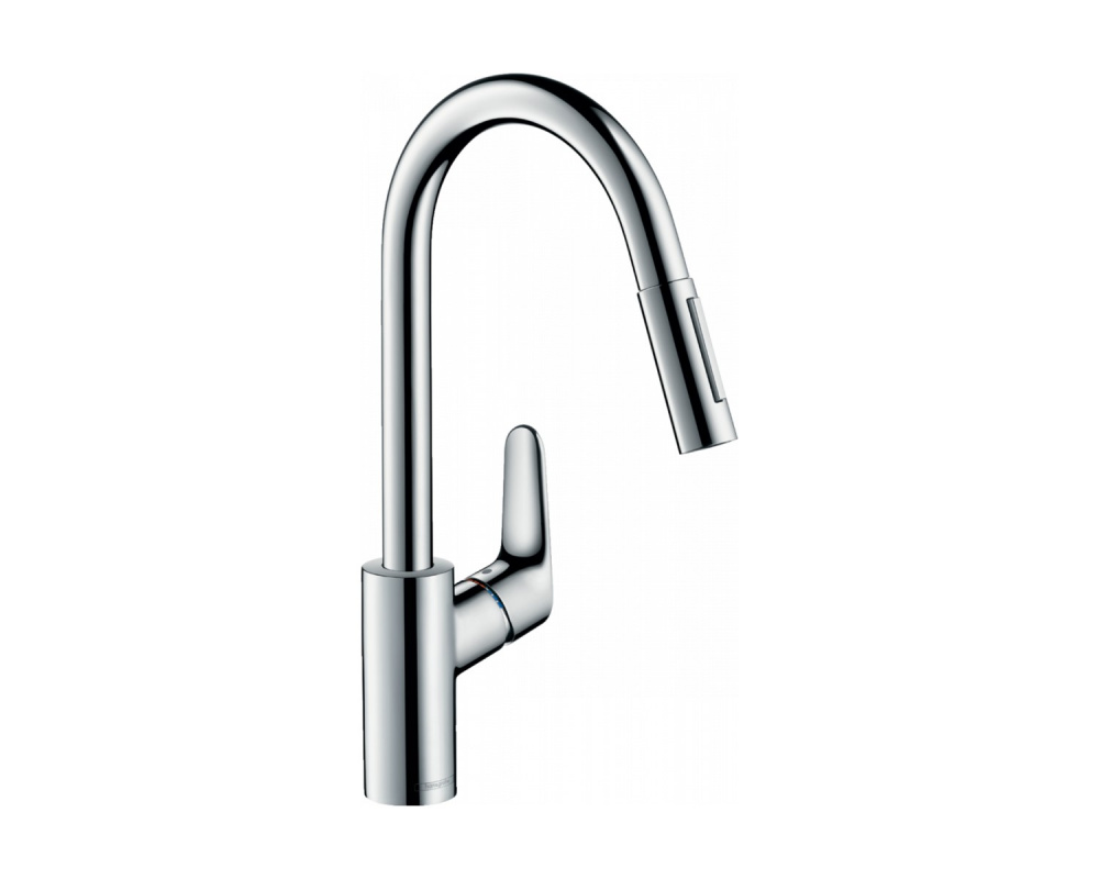 HANSGROHE FOCUS Смеситель для кухни однорычажный, с выдвижным душем, ½, 9,5 л/мин, хром арт. 40310