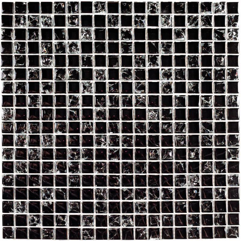 Плитка декоративная стеклянная Strike Black/Страйк чёрный 8*15*15 300*300 арт. 90624