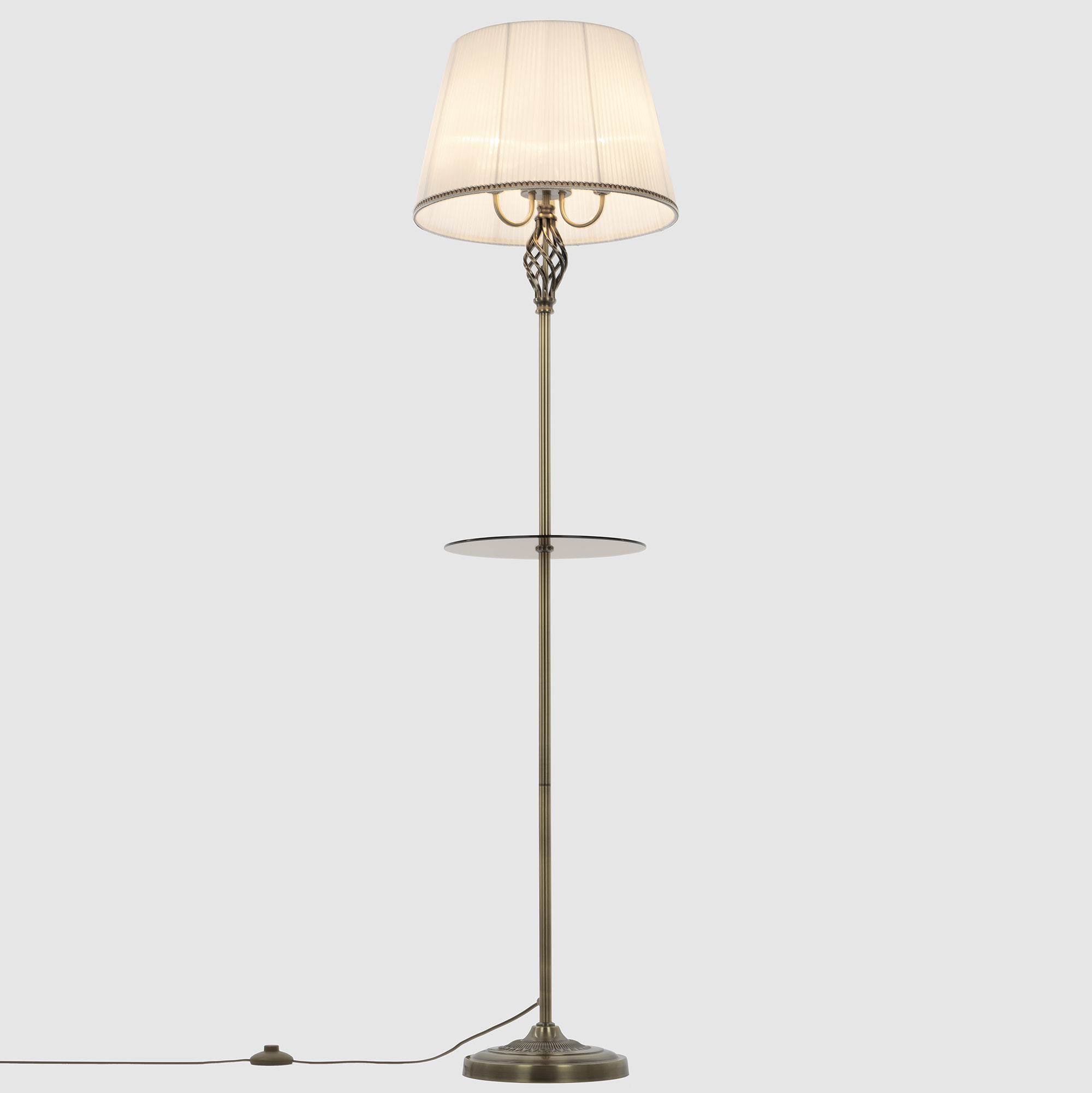 Citilux Вена CL402930T Торшер бронза со столиком и белым абажуром арт. 89043