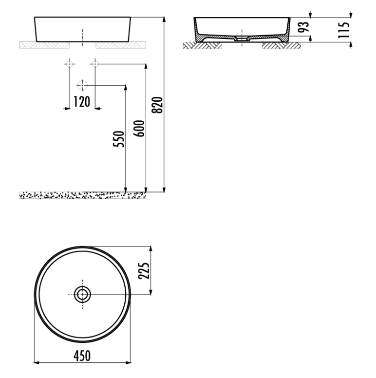 Раковина на столешницу 45 см Луп/LOOP цв. белый LP145-00CB00E-0000 арт. 21999