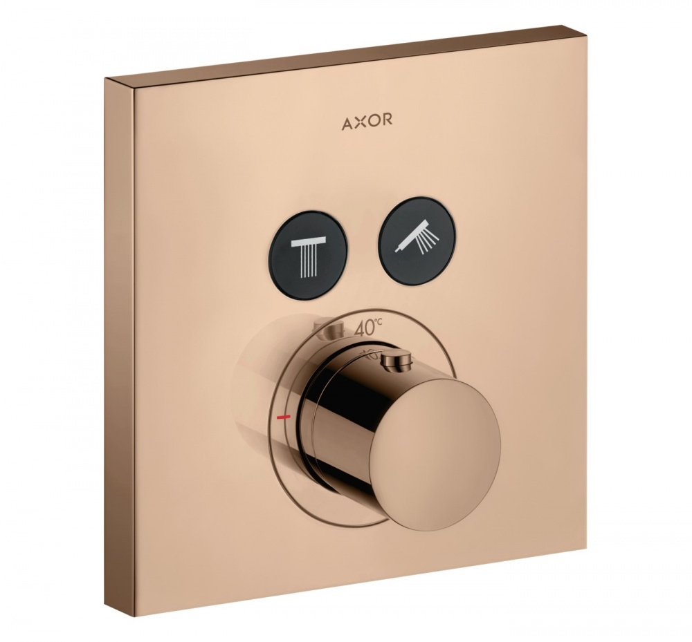 AXOR SHOWERSELECT Термостат для скрытого монтажа квадратный для 2 функции, Polished Red Gold арт. 37953