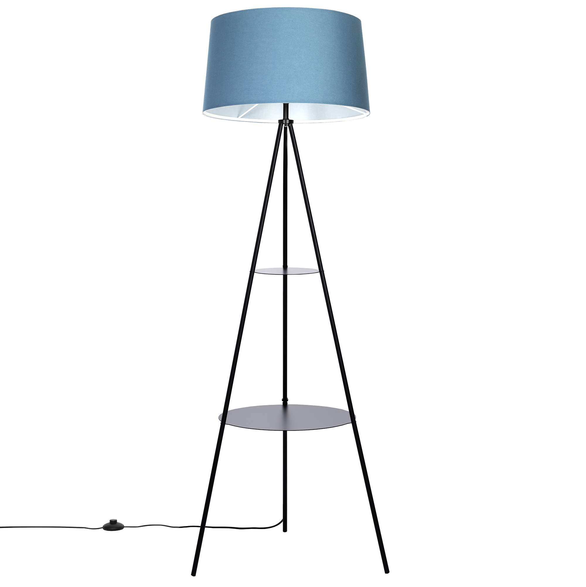 Citilux Рейнер CL806023 Торшер чёрный со столиком и синим абажуром арт. 89123