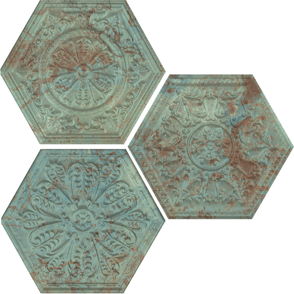 APAVISA ZINC GREEN MIX DECOR HEXAGON 25x29 G-7254 арт. 42138