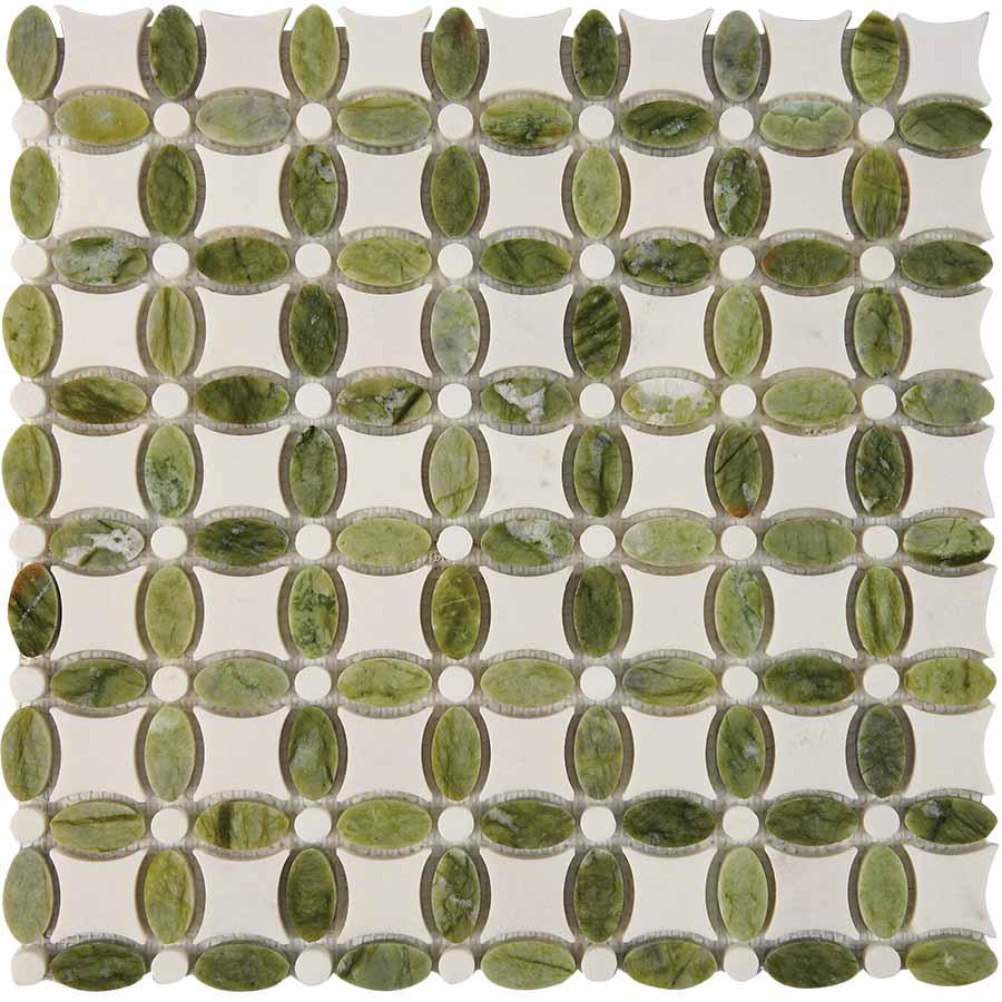 PIX 282 Dondong, Dolomiti Bianco, чип 32x32 мм, сетка 336х336x8 мм, Полированная арт. 73796