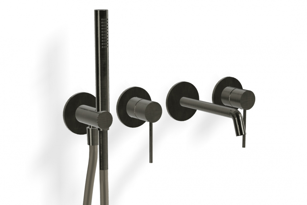 TREEMME Up+ Внешняя часть смесителя для ванны на 4 отверстия, CZ Brushed black chrome арт. 39651