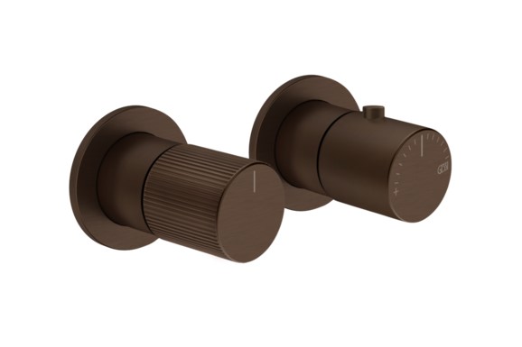 GESSI HABITO RIGATO Внешние части термостатического смесителя на 2 позицию, Dark Bronze арт. 39171
