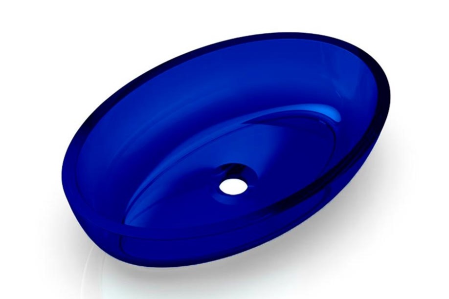 KNIEF OVAL Shape Раковина накладная 550x370x130 мм без перелива, без отверстия, хром/XXX Marine blue арт. 36908