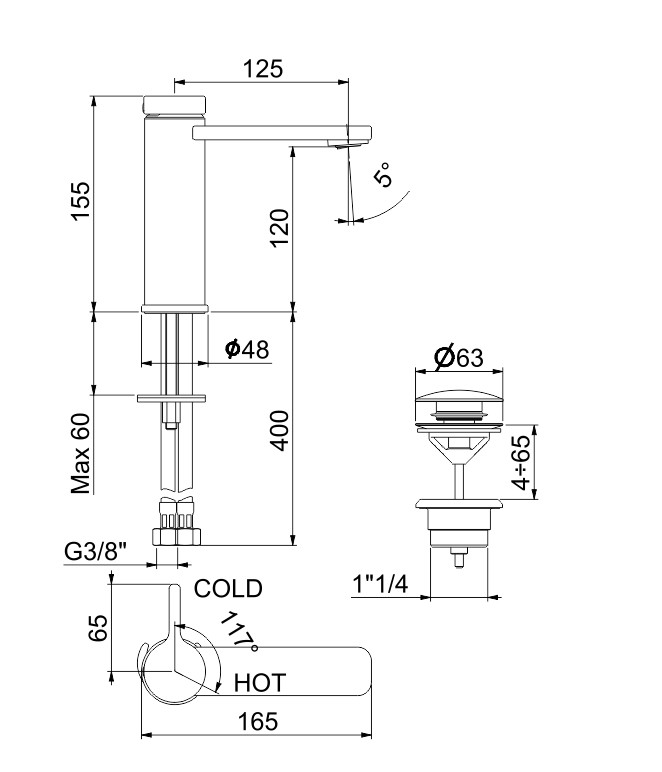 Смеситель для раковины Webert Coral CO830102560, черный арт. 162272