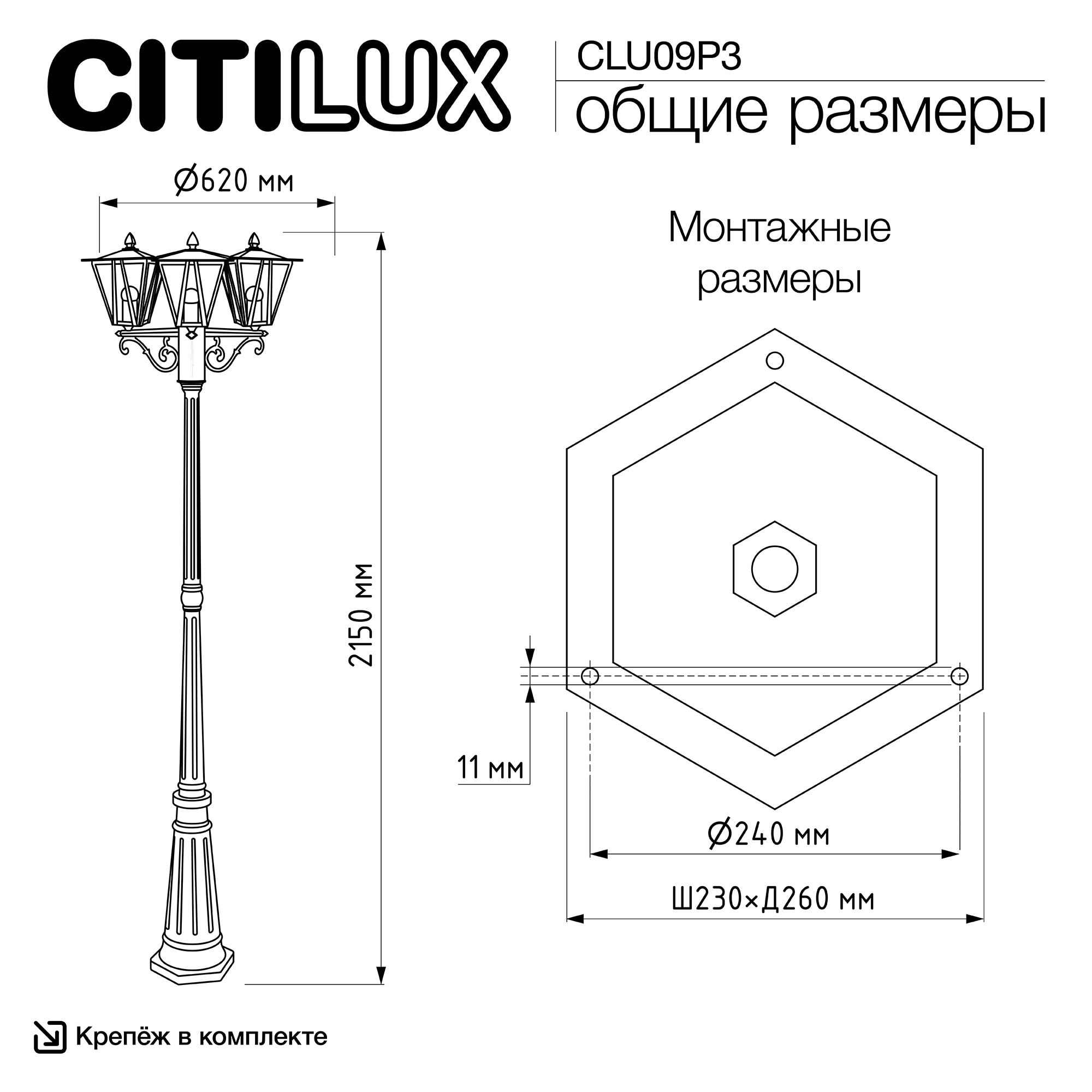 Citilux FORTS CLU09P3 Уличный парковый светильник арт. 89578
