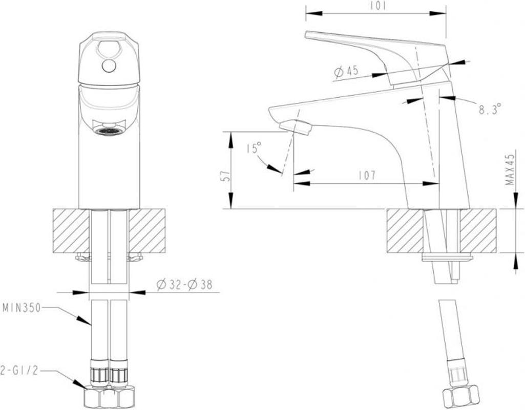 Смеситель для раковины Bravat Drop-D F148162C, хром арт. 163136