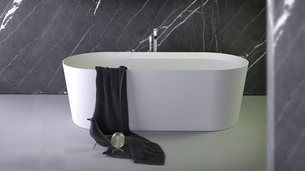 KNIEF PEARL Ванна отдельностоящая 172x80x50H см, с щелевым сливом переливом, K.Stone белый матовый арт. 32315
