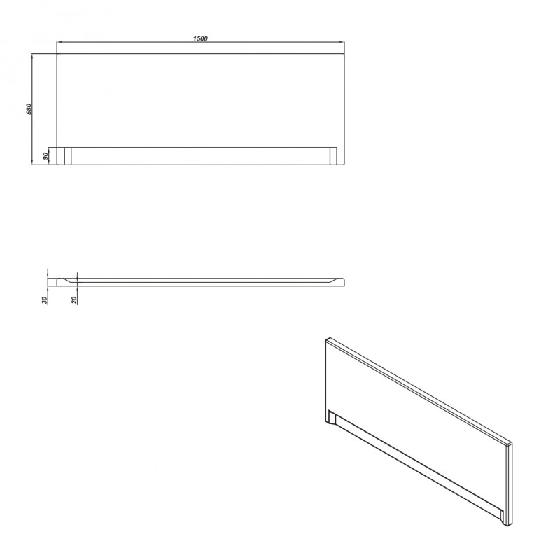 Панель для ванны фронтальная UNIVERSAL TYPE 1 150 арт. 55539