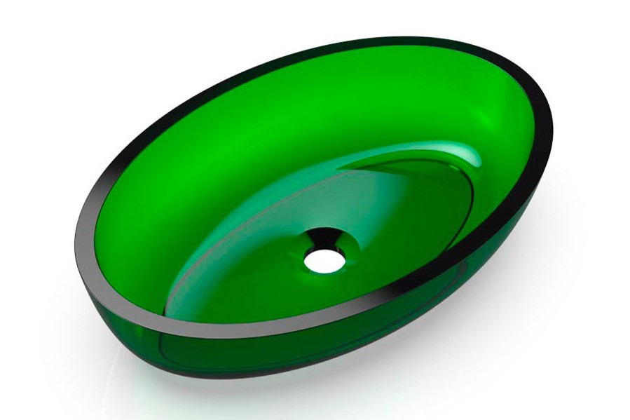 KNIEF OVAL Shape Раковина накладная 550x370x130 мм без перелива, без отверстия, хром/90 Malachit арт. 36910