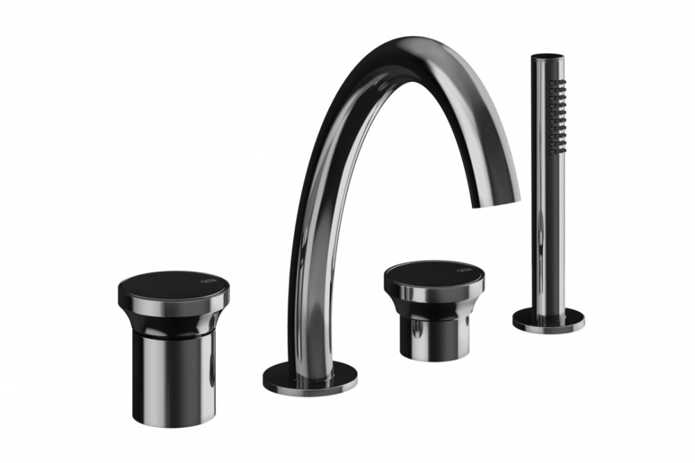 GESSI ORIGINI Смеситель на борт ванны на 4 отверстия с изливом, Black Metal PVD арт. 38645