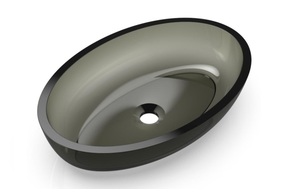KNIEF OVAL Shape Раковина накладная 550x370x130 мм без перелива, без отверстия, хром/20 Galaxy Black арт. 36911
